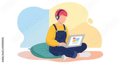 Person working on laptop, perfect for blog posts about remote work, freelancing, or online learning.