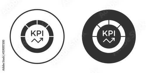 KPI icon vector graphics in black and white color