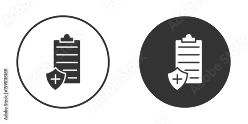 Health insurance icon vector graphics in black and white color