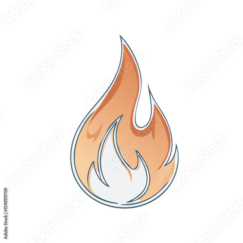 Fire Flame One Line Drawing – Continuous Line Art Bonfire Outline Vector Illustration


