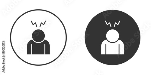 Depression icon vector graphics in black and white color