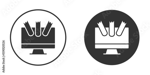 DOS icon vector graphics in black and white color