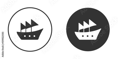 Caravel icon vector graphics in black and white color