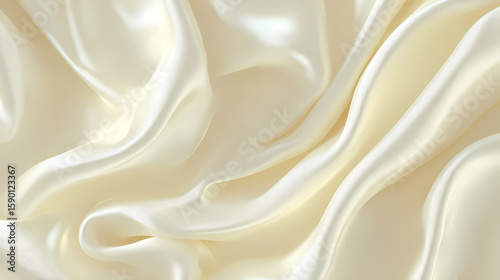 Elegant silky fabric texture in soft ivory color with flowing waves and subtle sheen for fashion designs. soft weave. Illustration