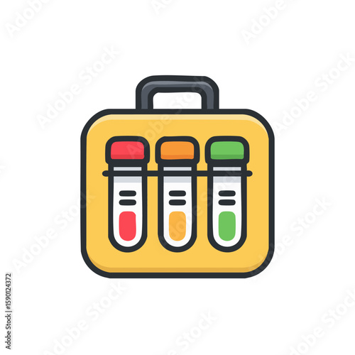 Medical test tubes in case blood sample collection and analysis