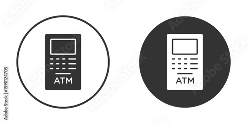 ATM machine icon vector graphics in black and white color
