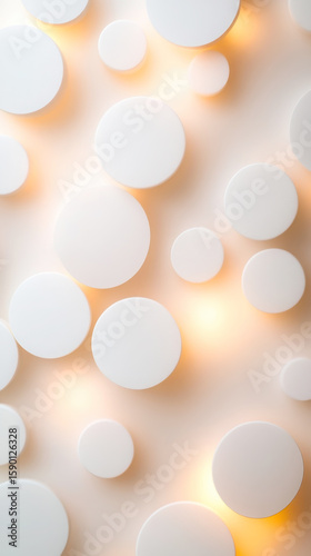 Contemporary abstract design featuring frosted glass circles and soft spotlights