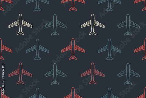 Decorative airplane pattern background offers a delightful and whimsical design, perfect for travel themes and adding a touch of aviation charm.