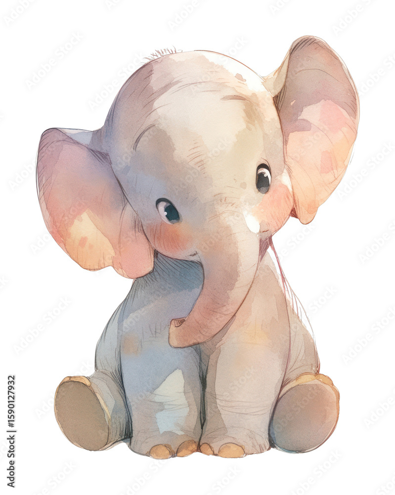 Fototapeta premium PNG Elephant illustration watercolor children's.