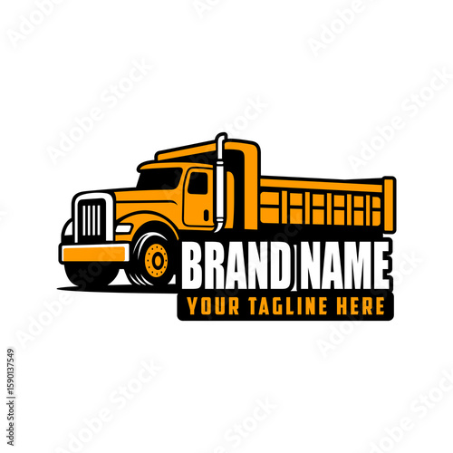 Dump Truck Logo Template for Construction or Transport Business – Editable Vector Illustration