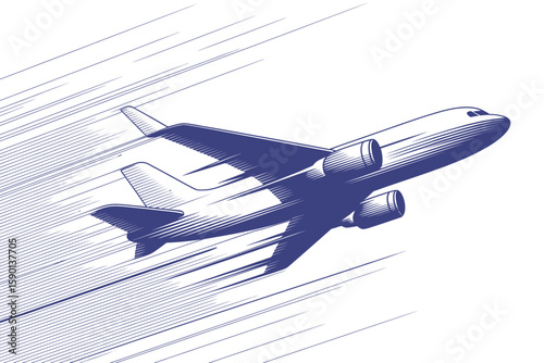 Expressive aircraft soars to great heights, a stunning illustration of flight and adventure in the skies, symbolizing travel.