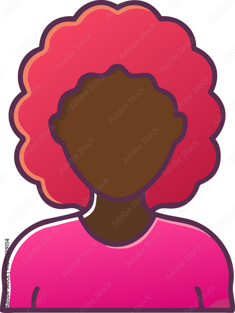 Obraz premium vector illustration of a woman UX user icon with curly hair