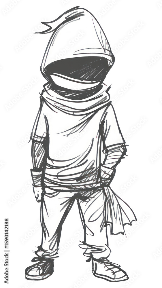 Obraz premium PNG A thief drawing sketch white.