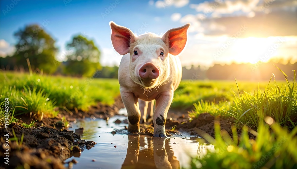 Cute piglet in a puddle (1) Cute piglet in a puddle (1)