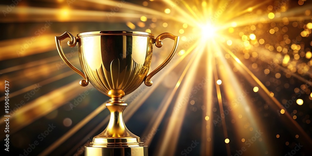 Golden Trophy Shines with Radiating Light A Symbol of Victory Achievement and Recognition for Excellence Golden Trophy Shines with Radiating Light A Symbol of Victory Achievement and Recognition for Excellence