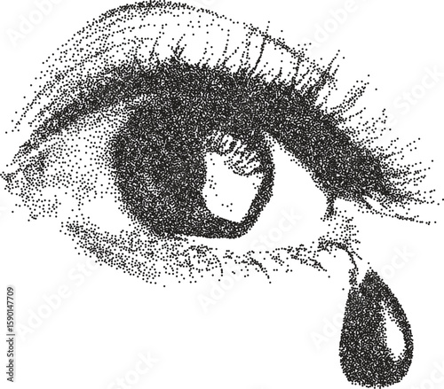 Eye retro y2k stipple design vision halftone brutalist urban vector png with clear background, iris 2000s photocopy grunge tattoo gen z effect