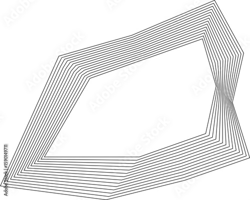 Sharp-edged shape created with concentric square lines showing geometric layering and hollow center.