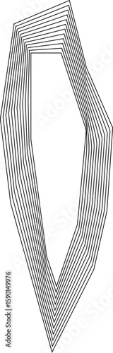 Straight creative shape with sharped edges composed of concentric square lines and hollow center showing linear movement.