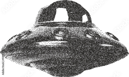 Alien retro y2k stipple design ufo halftone brutalist urban vector png with clear background, extraterrestrial 2000s photocopy grunge tattoo gen z effect