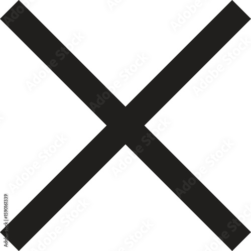Bold black cross symbol on a clean white background