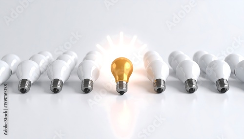 Wallpaper Mural A single golden lightbulb stands out among many white ones Torontodigital.ca