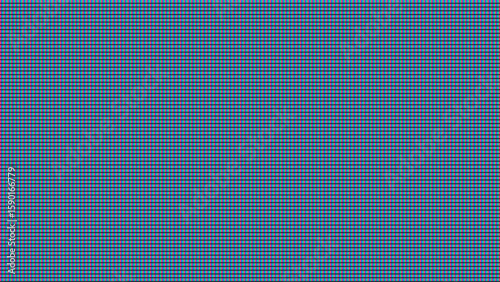 Blue background of pixel screen close up. Abstract texture of monitor display with visible rbg subpixels. Technology grid concept.
