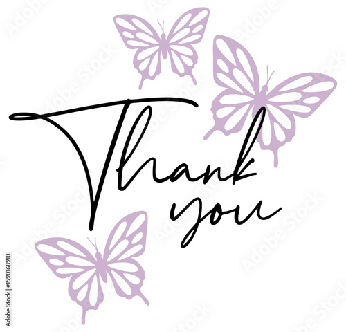 Thank You | Butterfly Thanks Artwork | Vector Illustration