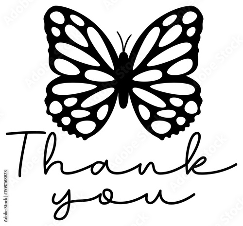 Thank You | Butterfly Thanks Artwork | Vector Illustration