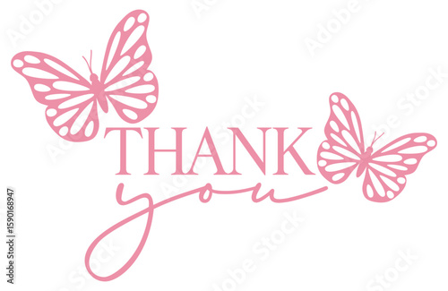Thank You | Butterfly Thanks Artwork | Vector Illustration