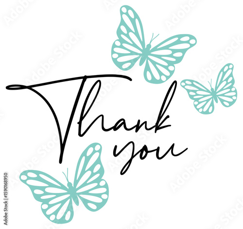 Thank You | Butterfly Thanks Artwork | Vector Illustration