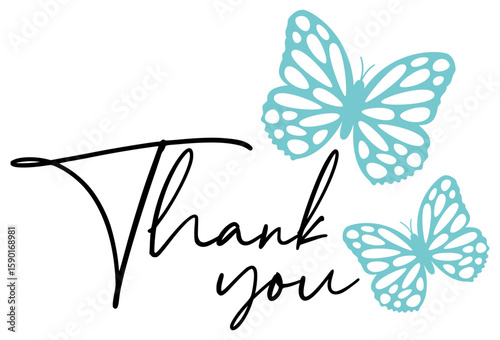 Thank You | Butterfly Thanks Artwork | Vector Illustration
