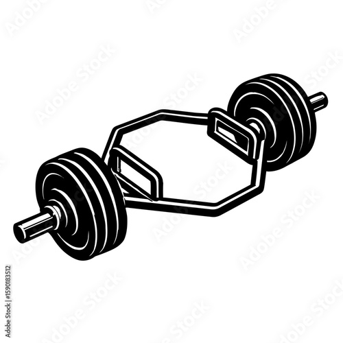 Hex Bar Trap Bar Weightlifting Equipment Vector Illustration - Gym Fitness Training