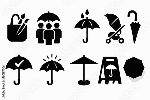 Umbrella, weather silhouette icon set. rain, protection silhouette collection