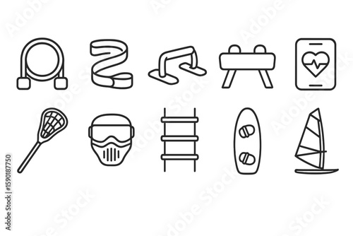 Sports and fitness line icon set. gym, workout, health icons outline collection