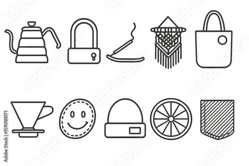 Home, lifestyle outline icon set. household, leisure, everyday icons collection