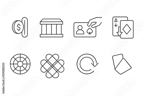 Casino, gambling line icon set. poker, cards, betting symbols outline collection