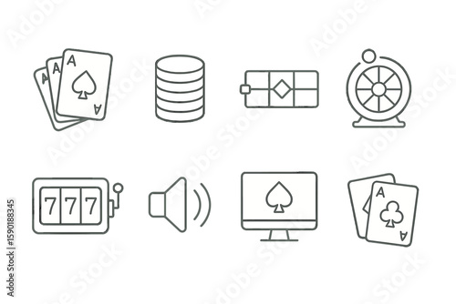 Casino, gambling line icon set. poker, jackpot, slot, betting outline icons