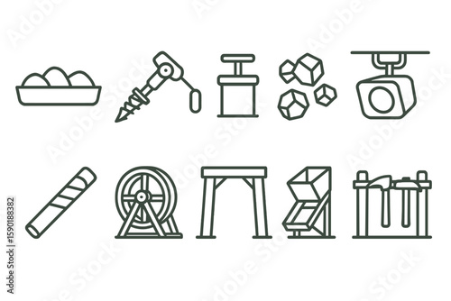 Construction, infrastructure line icon set. engineering, architecture linear collection
