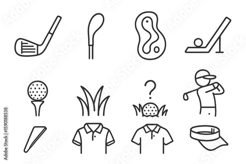 Golf, sports line icon set. golf club, course, tee outline collection for enthusiasts