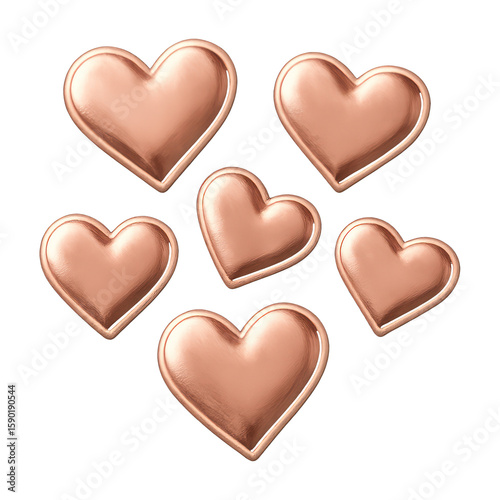 PNG Elegant metallic heart shapes