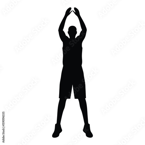 Basketball Defender Silhouette – Jumping Block Pose in Side Profile