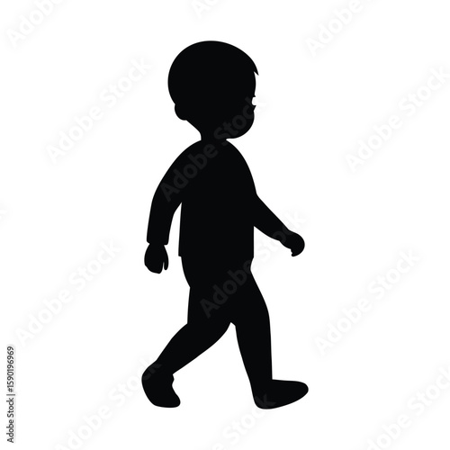 Running Toddler Silhouette – Clean Side Profile Vector | Minimalist Children’s Graphic Design
