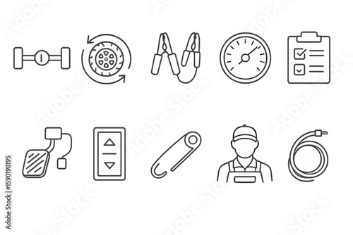 Automotive line icon set. car maintenance, repair tools icons line collection