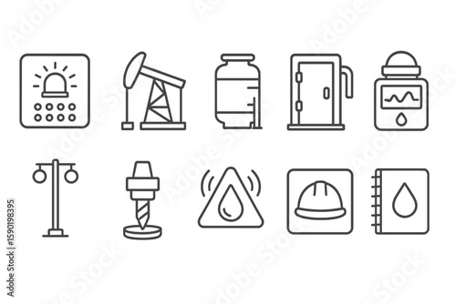 Energy and industry line icon set. oil, gas exploration, resources outline collection
