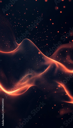 Luminous Waves Flowing Through Serene Darkness, Futuristic Lines Gently Conversing in Harmony