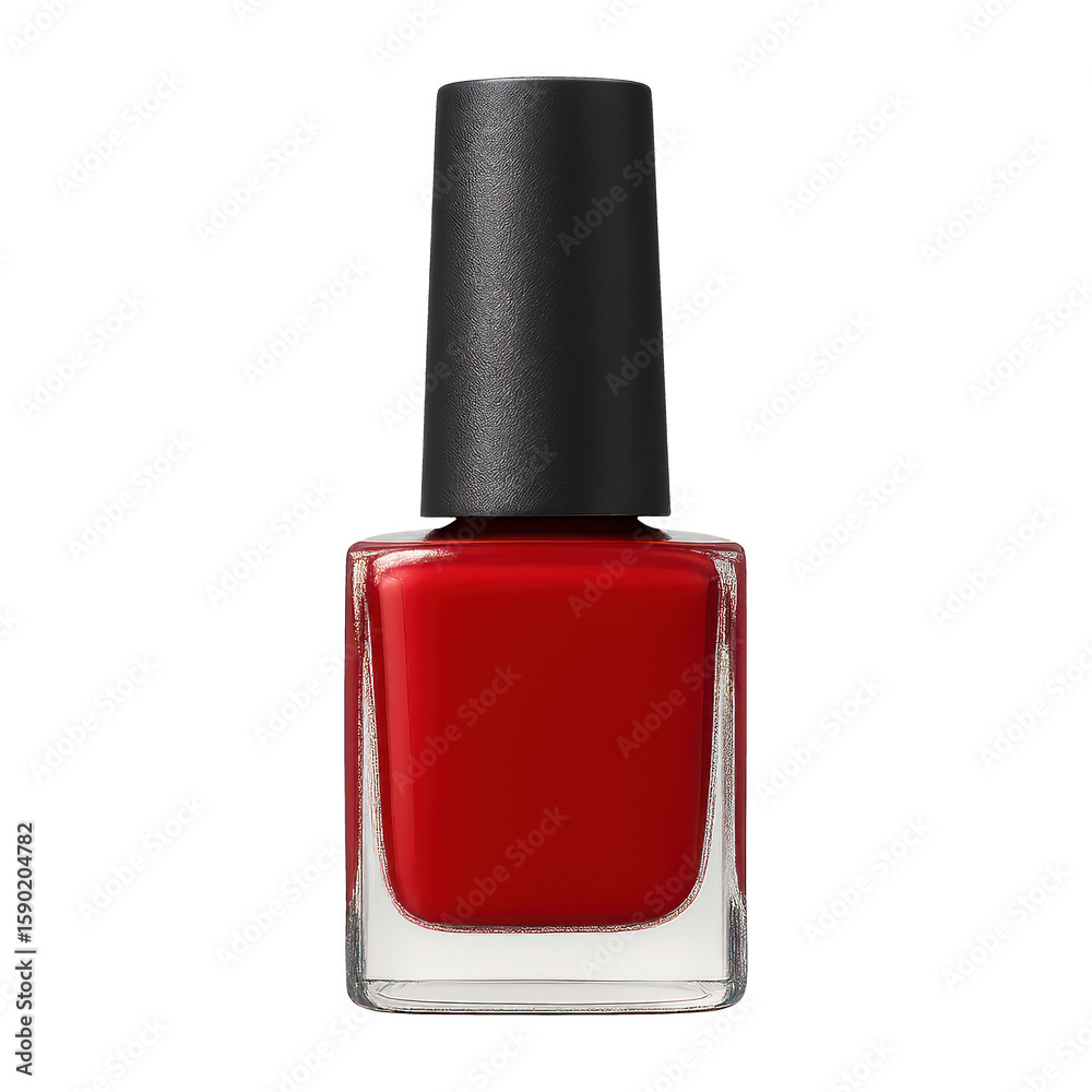 Obraz premium PNG Glossy red nail polish bottle.