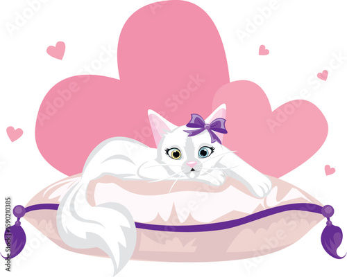 kitten sleep on pillow isolated on white