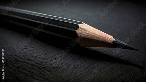Single Pencil on Black Background with Dramatic Lighting