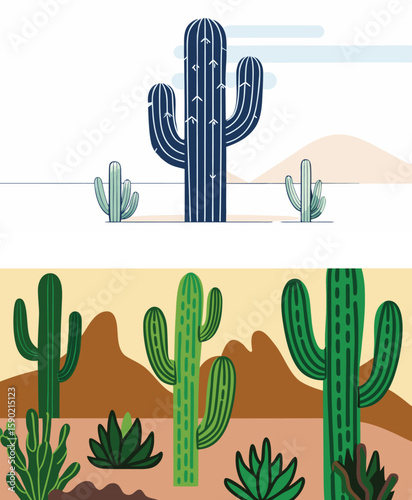 saguaro cactus flat vector illustration 