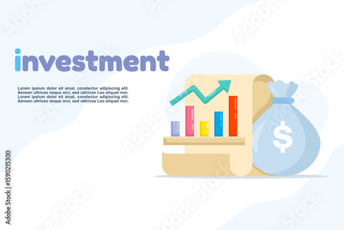 Investment planning, personal finance, saving and investing concepts. Investment strategies and returns. Investing, saving, and personal finance. Making money. Isolated flat vector illustration.